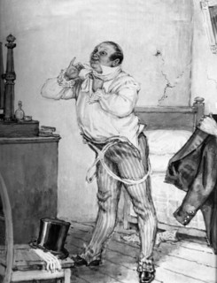 Pavel ivanovich chichikov, a character in gogol's 'dead souls', illustration by a, leptev, 1952.