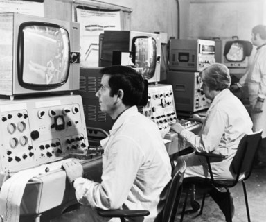 Soviet health resorts, doctors of the lermontov sanatorium in odessa, ukraine, on the black sea coast, observing patients during treatments, a patient in the sanatorium's swimming pool can be seen on ...