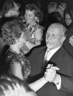 Walter ulbricht, first secretary of the socialist unity party (sed) central committee and gdr state council chairman, dancing with soviet cosmonaut valentina tereshkova during the 'cosmonaut ball' in ...