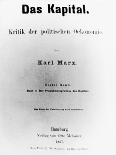 The title page of the first german edition of 'das kapital' by karl marx (hamburg, 1867).
