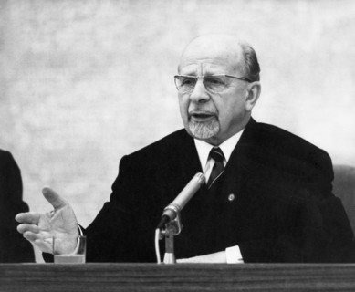 Walter ulbricht speaking at an international press conference in east berlin, january 19, 1970, he underlined the attitude of the gdr to the cause of safeguarding peace by concluding a treaty on the e...
