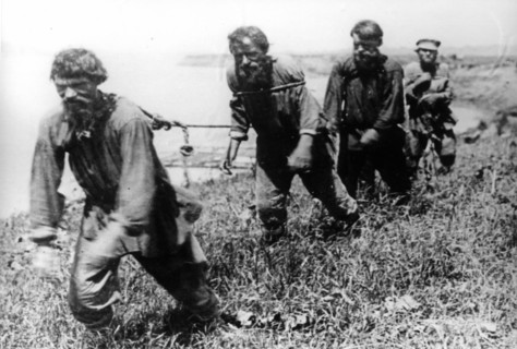 Barge haulers on the volga river in the early 1900's.