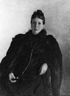 A portrait of leo tolstoy's wife, sofia andreyevna tolstoya, in oil by v,a, serov, 1892.