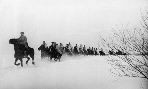World war 2, a red army cavalry unit heading into battle, february 1942.