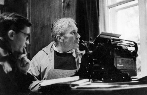 Soviet mathematician andrei kolmogorov, hero of socialist labor, with one of his pupils in his study, may 1980.