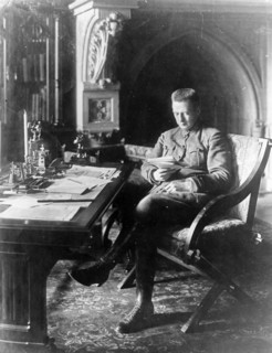 Alexander kerensky, leader of the provisional government, in his office in the winter palace, petrograd, 1917.
