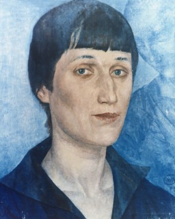 Portrait of russian poet anna akhmatova (1888-1966) by petrov-vodkin, 1922.
