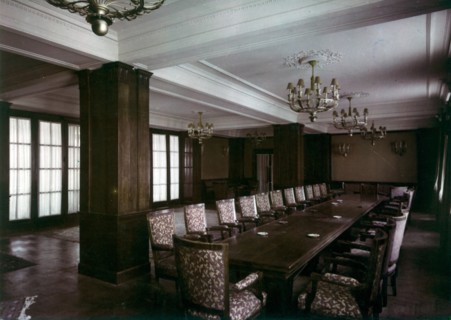 Inside the town hall of the council of sztalinvaros in hungary, 1950s.
