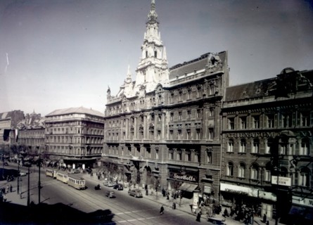 The hungarian publishing house (new york palace) in lenin circle, budapest, hungary in the 1950s.
