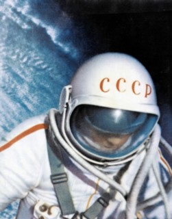 Voskhod 2 mission, soviet cosmonaut alexei leonov during world's first space walk (eva) in 1965.