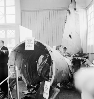 Ussr, 1960: tail section of lockheed u2 spy plane shot down over soviet terrritory, the tail has no identification markings, pilot of plane: gary frances powers.