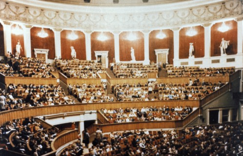 Interior of the opera house in novosibirsk, siberia, russia.