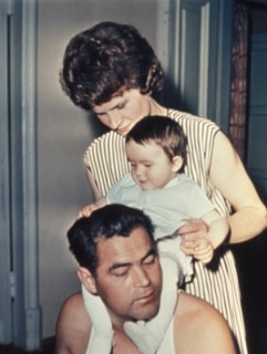 Soviet cosmonauts valentina tereshkova and andrian nikolayev, married in november 1963, with their baby daughter.