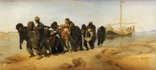 The barge haulers', 'the volga boatmen', or, in russian, 'burlaki', a painting by ilya repin from the early 1870s.