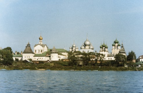 A view of the rostov kremlin on nero lake in rostov the great in the yaroslavl region of russia.