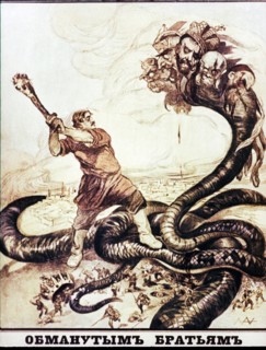 To the deceived brothers' an early soviet political poster by a, apsit, 1918.
