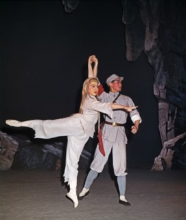 A scene from the revolutionary ballet called 'white haired girl' or 'girl with white hair', 1966.