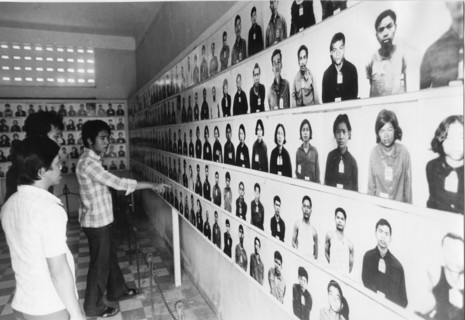 Mug shots of cambodian people murdered in the tuolsleng prison (the 'factory of death') , pnom penh by the pol pot regime, an estimated 10,000 people were killed here, kampuchea.