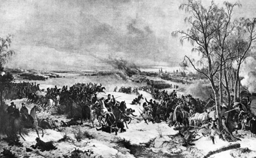 Napoleonic war of 1812, painting by p, gess showing the battle at krasnoye.