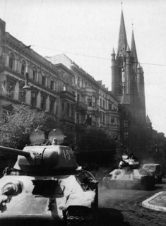 A soviet armored division in berlin, germany, 1945.