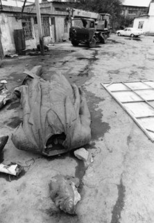 Fragments of torn down statue of soviet communist leader  v,i, lenin that stood in lenin square in dushanbe (formerly stalinabad), tajikistan, september 29th 1991, fall of communism.