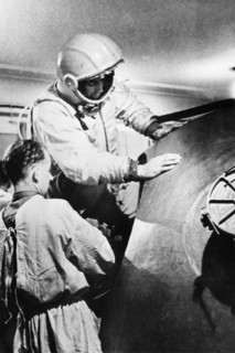 Soviet cosmonaut major gherman titov during training in preparation for the vostok 2 mission, 1961.