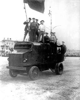 Red guards on red square in moscow, 1917.