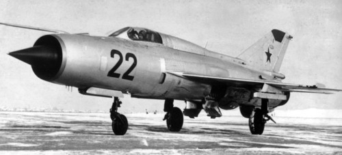 Ussr 1967, supersonic jet plane e-76 (mig-21)which was used by lidia zaitseval of moscow to set a world record of 1310 km, per hour for a 1000 km, closed route flight.