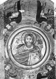 Mosaic of christ in central part of cupola of st, sophia cathedral, kiev, ukraine, 1968.
