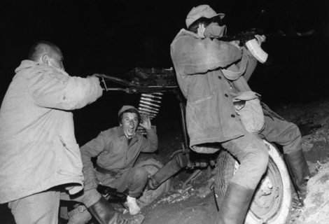 Nagorno karabakh region, azerbaijan, may 1992, a night skirmish outside the village of shelli between azerbaijani and armenian forces.