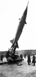 Red bannered bakinsky district of anti-aircraft defense, soviet sa-2 (sam-2) surface-to-air missile during military exercises, 1978.