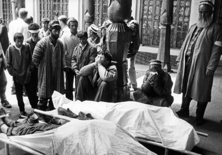 Mourning of people killed in clashes between government supporters and opposition dushanbe on may 5-7, 1992, tajikistan.