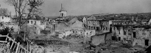 Smolensk region, a view of dorogobuzh destroyed by german invaders, august 1941.