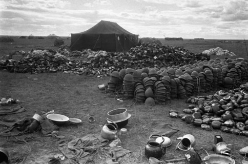 Belongings and equipment, thrown by the japanese army, after they were beaten in the khalkhin-gol area, mongolia, during an armed conflict in 1939, on may 11, military provocations of japan against mo...