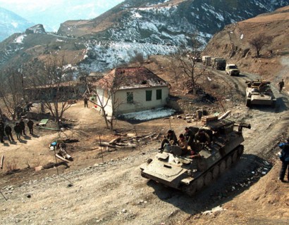 A paratroop regiment pictured during a hard 4-day march from the dzheirakh gorge in ingush republic to the argun gorge in chechnya along a new road to the mountain chechen village of itum-kale on the ...