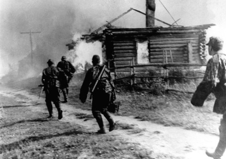 1942, german invaders occupy a village near rzhev city.