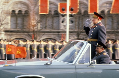 November 7, 1980, a military parade in red square celebrating the 63rd anniversary of the great october socialist revolution, moscow, ussr.