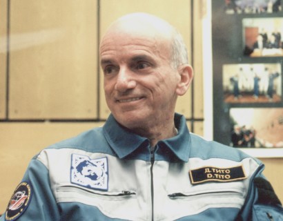 Baikonur, kazakhstan, april 27, 2001, us millionaire dennis tito seen pictured during pre-flight press-conference, as he will blast into space on saturday for usd 20 million and will thus develop the ...