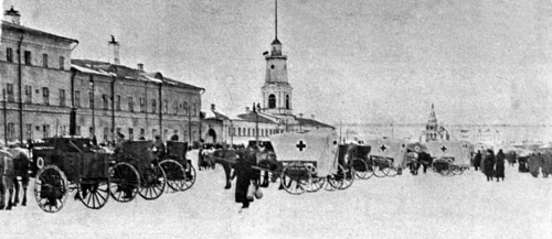 World war one, inspection of the first medical and catering detachment at the khamovniki barracks, moscow, russia, 1915.