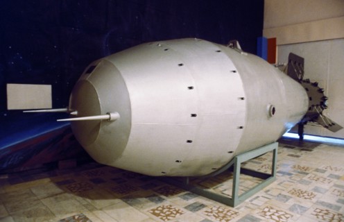 A model of a russian h-bomb, the most powerful in the world, displayed at the nuclear weapons museum in chelyabinsk, the bomb was tested 1961, 1991.