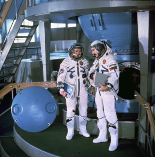 Soyuz 33 crew nikolai rukavishnikov and georgi ivanov (bulgaria) during training, 1979.