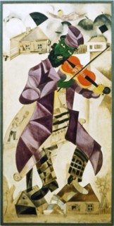 Music' (1920) by marc chagall, one of four panels for the wall of the moscow jewish theater on display at the tretyakov gallery.