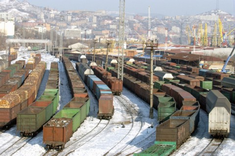 Vladivostok,russia, january 10, 2005, far-eastern branch of russian railroads has intensified the unloading of freight cars with coal, oil products, and other cargoes arriving in the far east from the...
