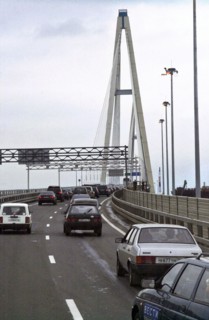A new ring road's section from a cable bridge to the 'rossia' federal route (moscow highway) was opened for traffic, st, petersburg, russia, august 30, 2005.