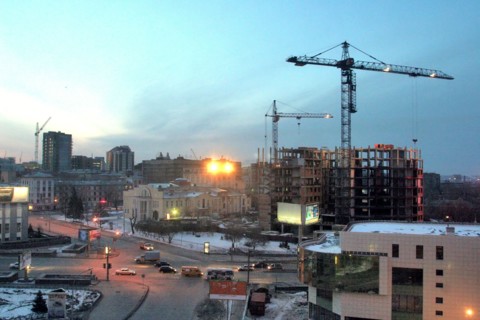 A view of novosibirsk at night, russia, 2006.