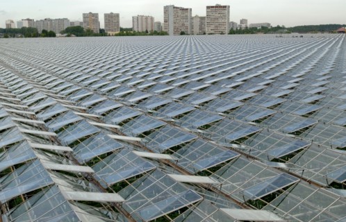 The roofs of 'moskovsky' agricultural complex greenhouses, moscow region, russia, june 2006.
