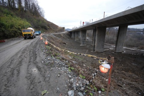 On the construction site of the federal highway dzhubga-sochi, krasnodar region, russia, december 23, 2007.