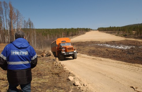 Zabaikalsky region, russia, may 6, 2008, at the section of the federal highway a-166 chita-zabaykalsk near the bridge across the ingoda river.