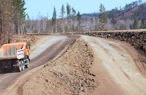 Zabaikalsky region, russia, may 6, 2008, at the section of the federal highway a-166 chita-zabaykalsk near the bridge across the ingoda river.