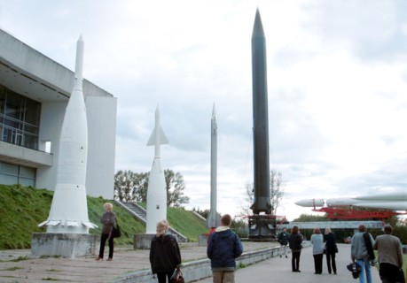Kaluga, the picture shows the rocket garden on the territory of the museum of cosmonautics' history named after konstantin tsiolkovsky.